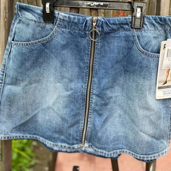 NWT Rewash Full Front Zip Denim Jean Mini Skirt Women's Size 11 Vintage - Picture 9 of 10